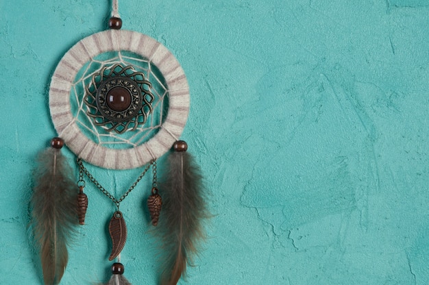 Dream catcher on aquamarine