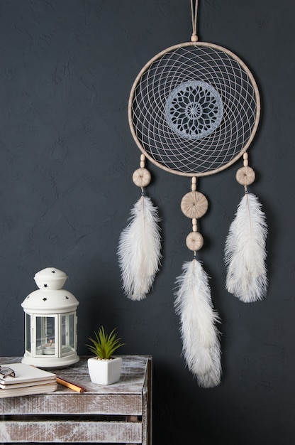 Dream catcher on gray