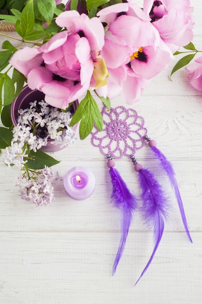 Dream catcher, peony and lilac