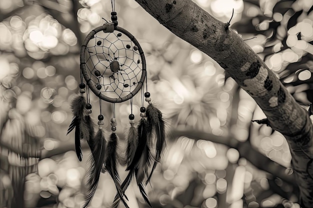 A dream catcher trapping various symbols of dreams