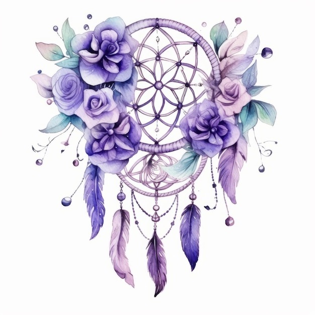 Photo dream catcher watercolor illustration