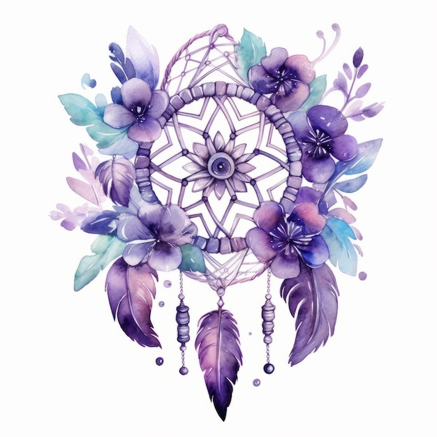 Dream Catcher waterverf illustratie voor ansichtkaarten