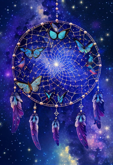 A dream catcher with butterflies on the cover.