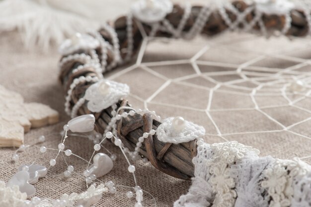 Dream catcher with pearls