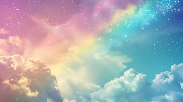 Dream cute fantasy sky rainbow glitter background material