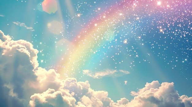 写真 夢の可愛いファンタジー 空の虹の輝き 背景素材