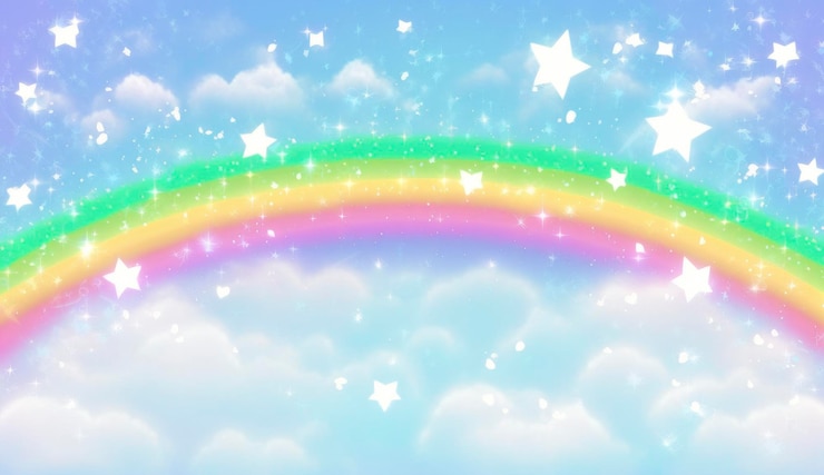 Photo 夢の可愛いファンタジー 空の虹の輝き 背景素材