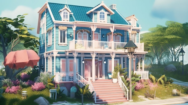 The dream house 84 bright color Generative Ai