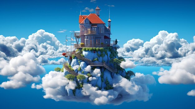 Photo dream house on clouds