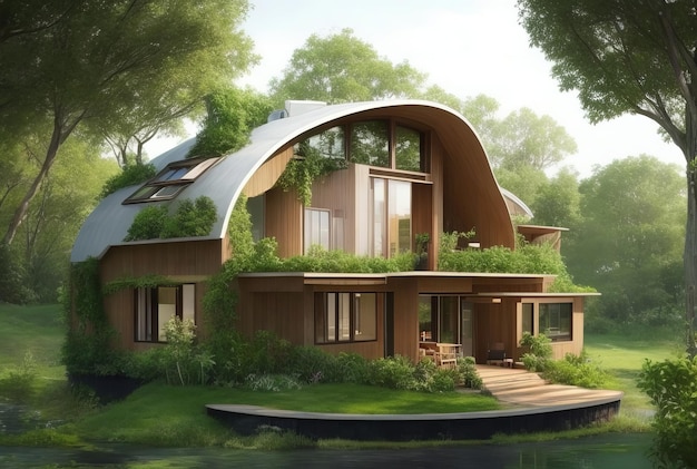 夢の家の持続可能なデザインの素敵なイラストです