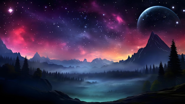 dream like gradient sky at night time idea for fantasy background wallpape