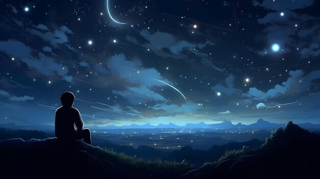 Мечтайте, как градиентное небо в ночное время, идея для фантастического фона обоев