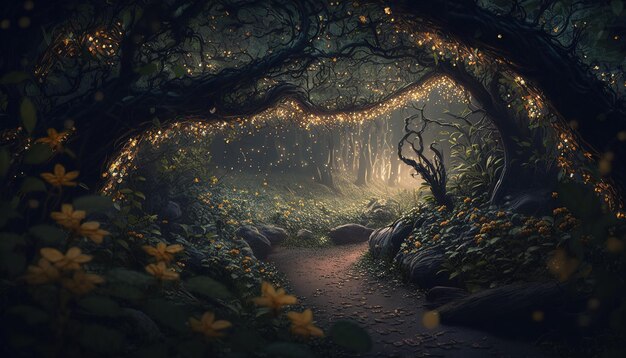 Photo dream novel forest pathway ai generate