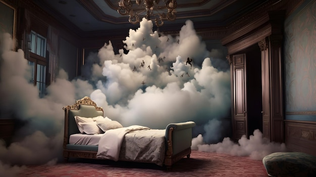 Dream room concept with clouds AI Generated