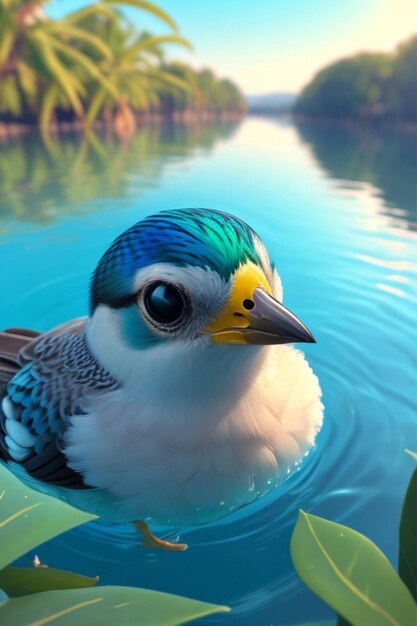 Dream Shaper close-up schattig vogel oog boven het water