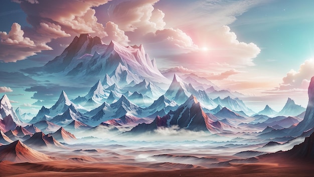 ドリームシェイパー v7 遠くの山脈の超現実的な風景