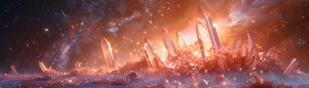 a dream world fantasy caverns of luminescent vivid crystals in outer space