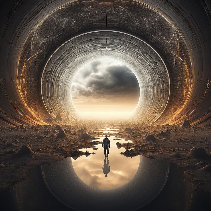 Photo dreamland portal surreal illusionism in abstract minimalistic form