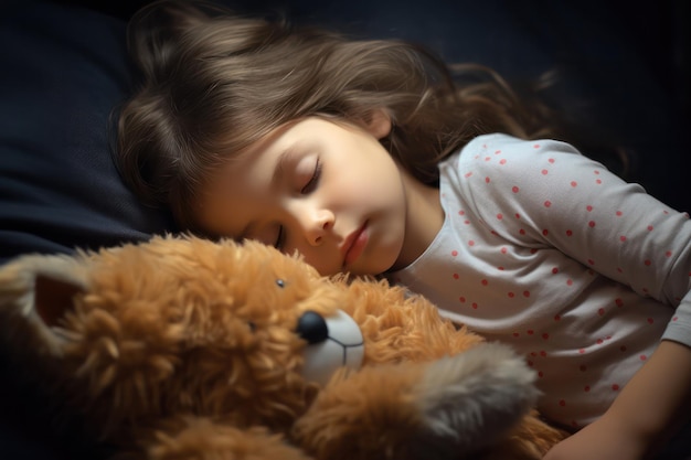 Dreamland Serenity Little Girl Sleeping Peacefully with Favorite Toy