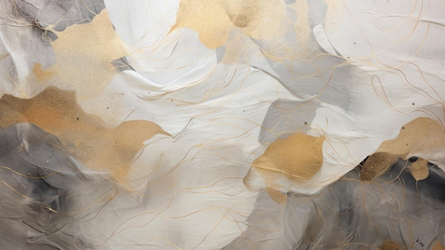 Dreamlike Abstract Painting With Gold And Cream Accents