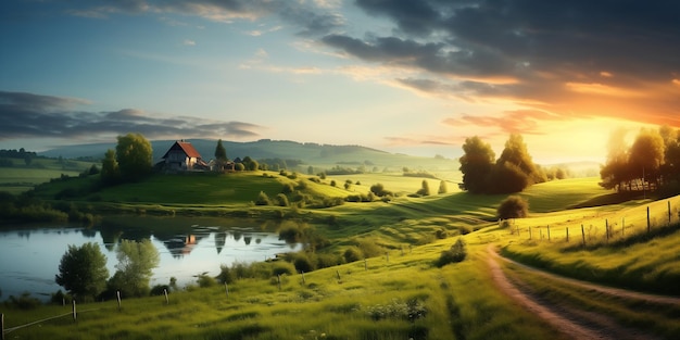 Photo dreamlike rural landscape