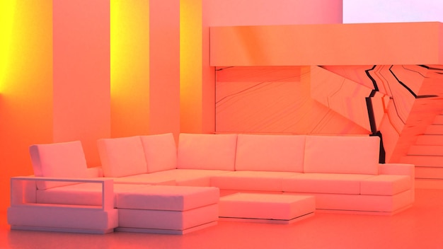 dreamlike surreal room with a swimming pool and a beautiful view of pink clouds minimal interior