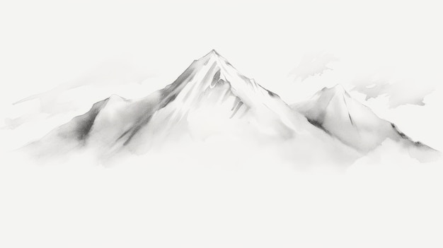 Dreamlike Watercolor Pencil Drawing of Penduul Mountain