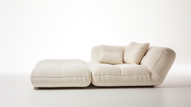 Dreamlike White Sofa With Chaise Lounge And Pillows