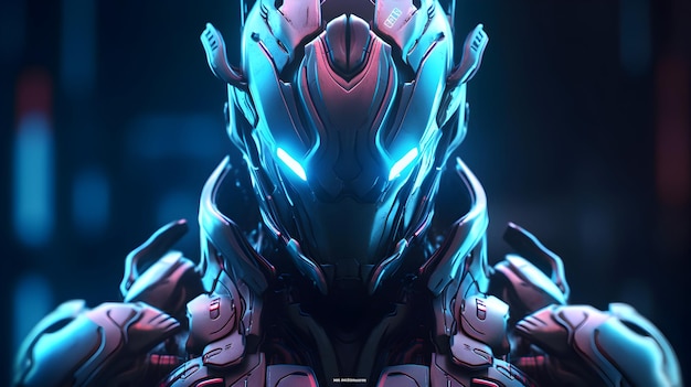 Photo dreamlikeart 3d render of futuristic military cyborg cyberpunk wolf warframe stealth generative ai