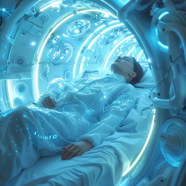 Фото Технология dreamscape киберкожа погружающее устройство визуализации сновидений пациент в глубоком сне scifi