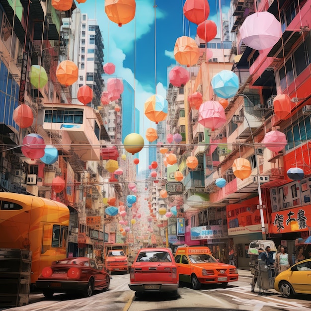 Сюрреалистические улицы Гонконга в ярких цветах
