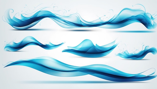 DreamShaper v5 Vector set of blue abstract wave design element AI Image