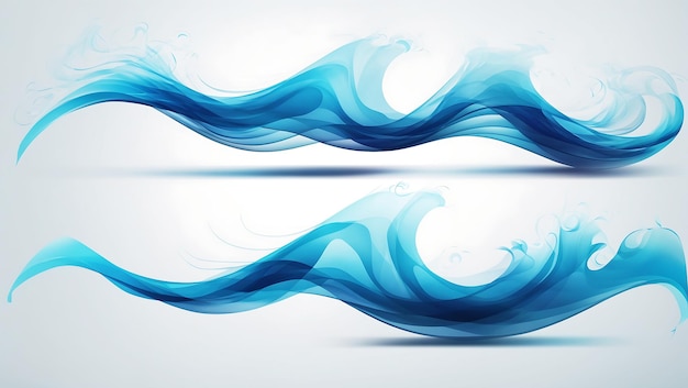 DreamShaper v5 青い抽象的な波デザイン要素 AI イメージのベクトルを設定