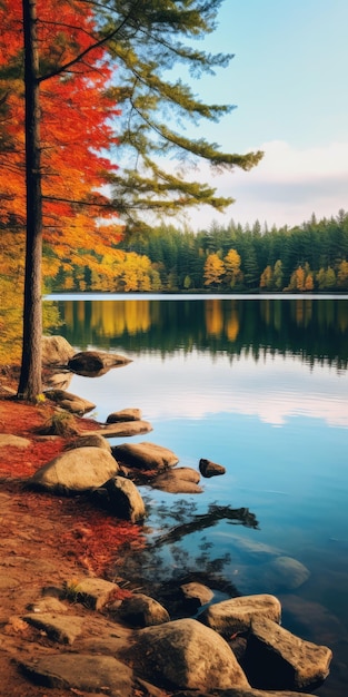 꿈꾸는 가을 풍경, 활기찬 색, 조용한 장면, 8k 해상도
