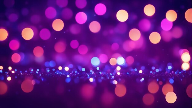 Photo a dreamy backdrop of bokeh lights in blue purple and white like a starry sky on a festive night