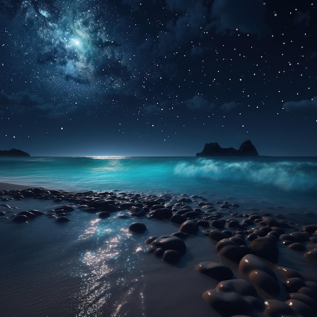 Dreamy Beach Under The Night Sky