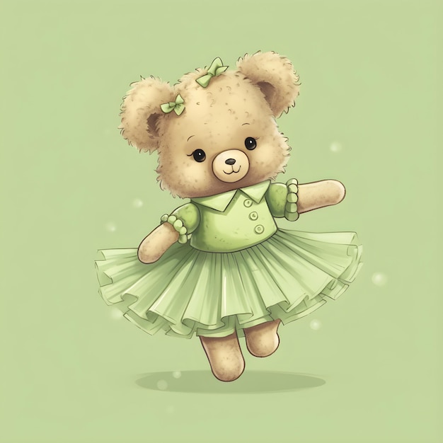 Dreamy bear ballerina art