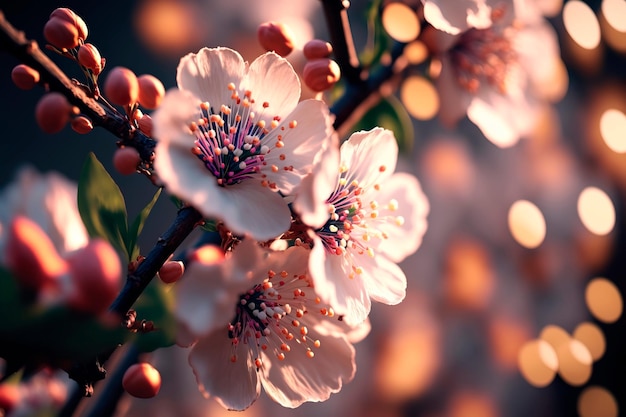 Dreamy Beautiful cherry blossom spring time Generative AI