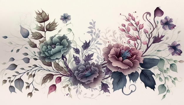 Dreamy Blooms Watercolor Floral Pattern with an Ethereal Feel