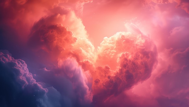 Dreamy clouds in a pink sky in the sunset serene and ethereal sky