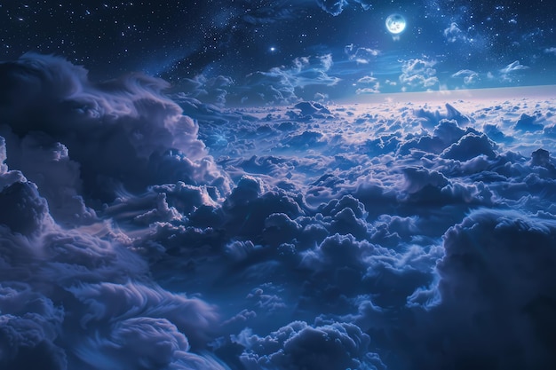 Photo dreamy cloudscape at night with moonlight