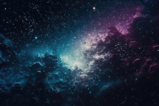 Dreamy and colorful galaxy filled with stars and clouds