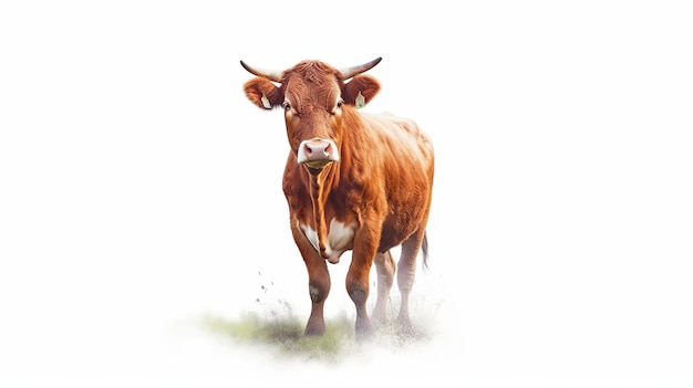 Dreamy cow isolated on white background Generative Ai