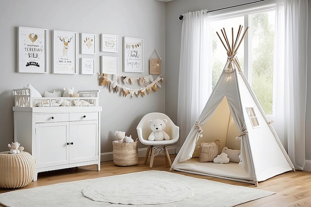 Foto decorazione da sogno elevate lo spazio dei vostri figli con un tocco di teepee bianco