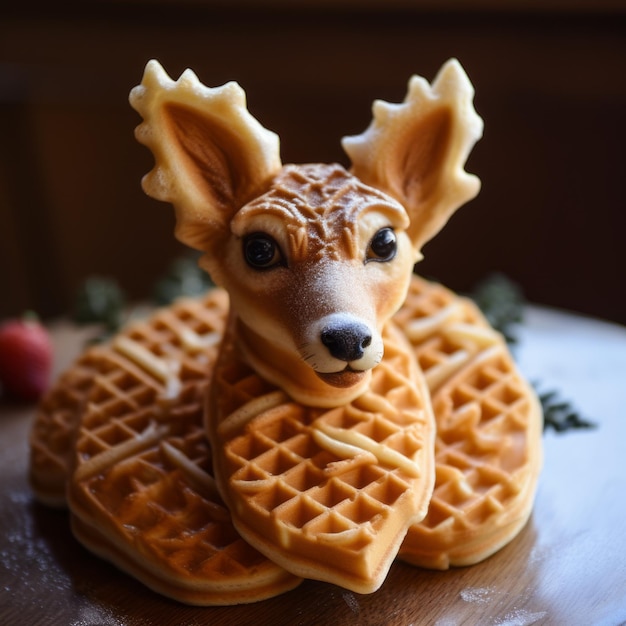 Dreamy deer head waffles festive xmaspunk carving by mahiro maeda