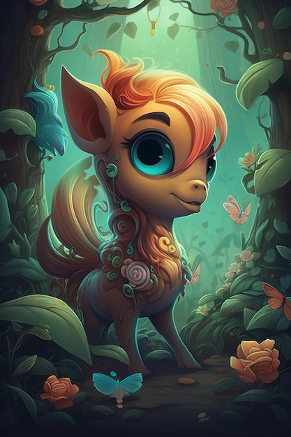 Dreamy Equine Adventures A Cute Little Horse in a Whimsical Fantasy World