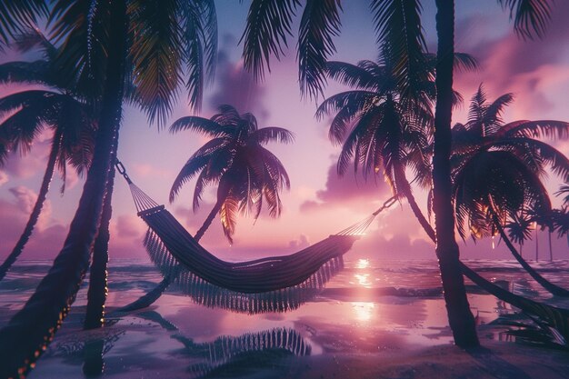 Dreamy hammocks swaying between palm trees