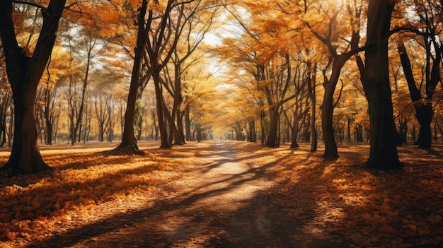 A dreamy image capturing the warm glow of autumn