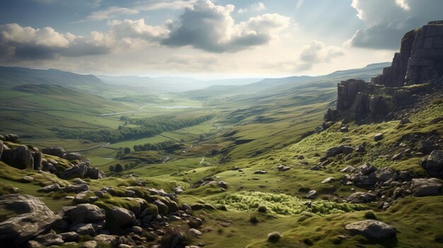 Photo dreamy image of rocky landscape in hindu yorkshire dales