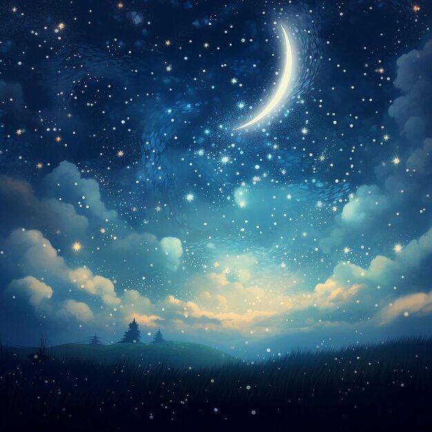 Photo dreamy moon with beautiful stars